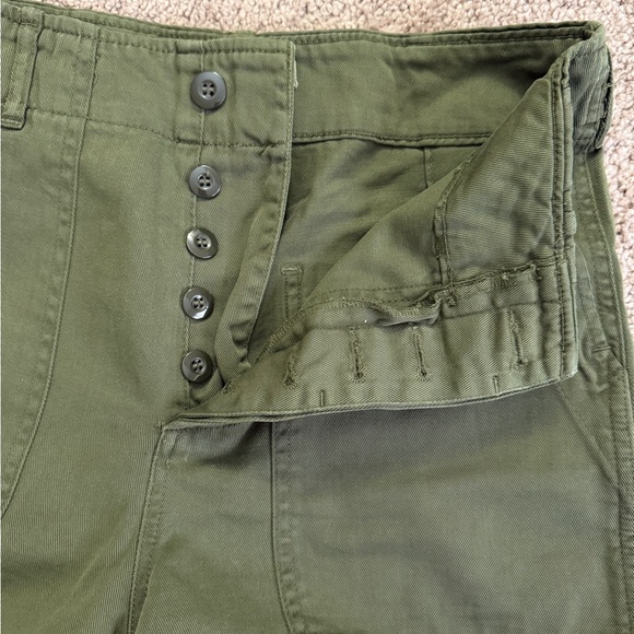Zara Wide Leg Pants Women size 4 Olive Green Premium Denim Collection Buckle - Picture 6 of 11